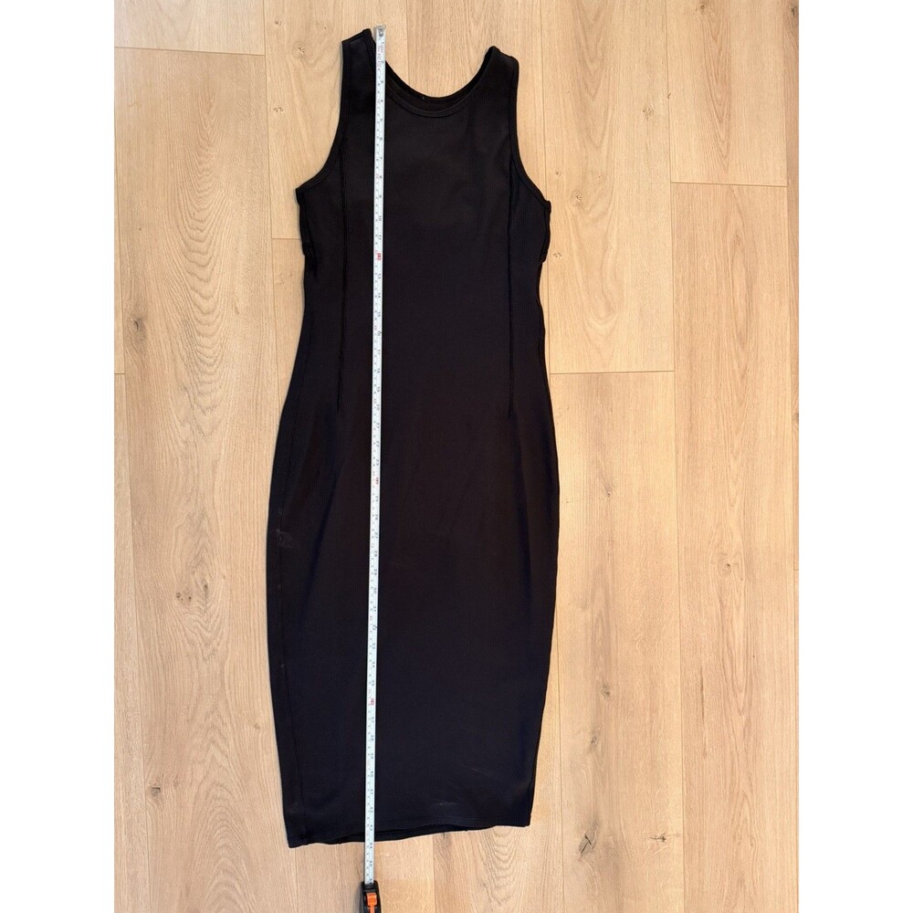 Lululemon Brunch and Back Ribbed Midi Black Dress Sz 6 Women’s Sweat Wicking - Picture 6 of 9
